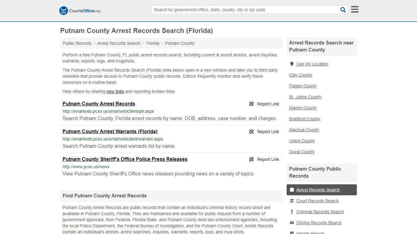Arrest Records Search - Putnam County, FL (Arrests & Mugshots)