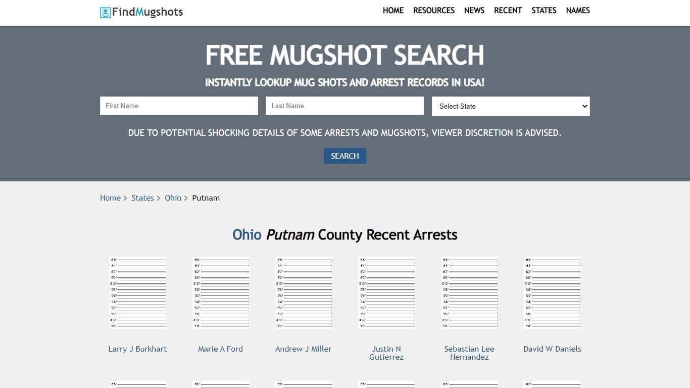 Find Putnam Ohio Mugshots - Find Mugshots